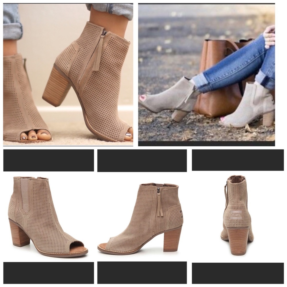 TOMS Women Majorca Peep Toe Heel Boot 9 Tan